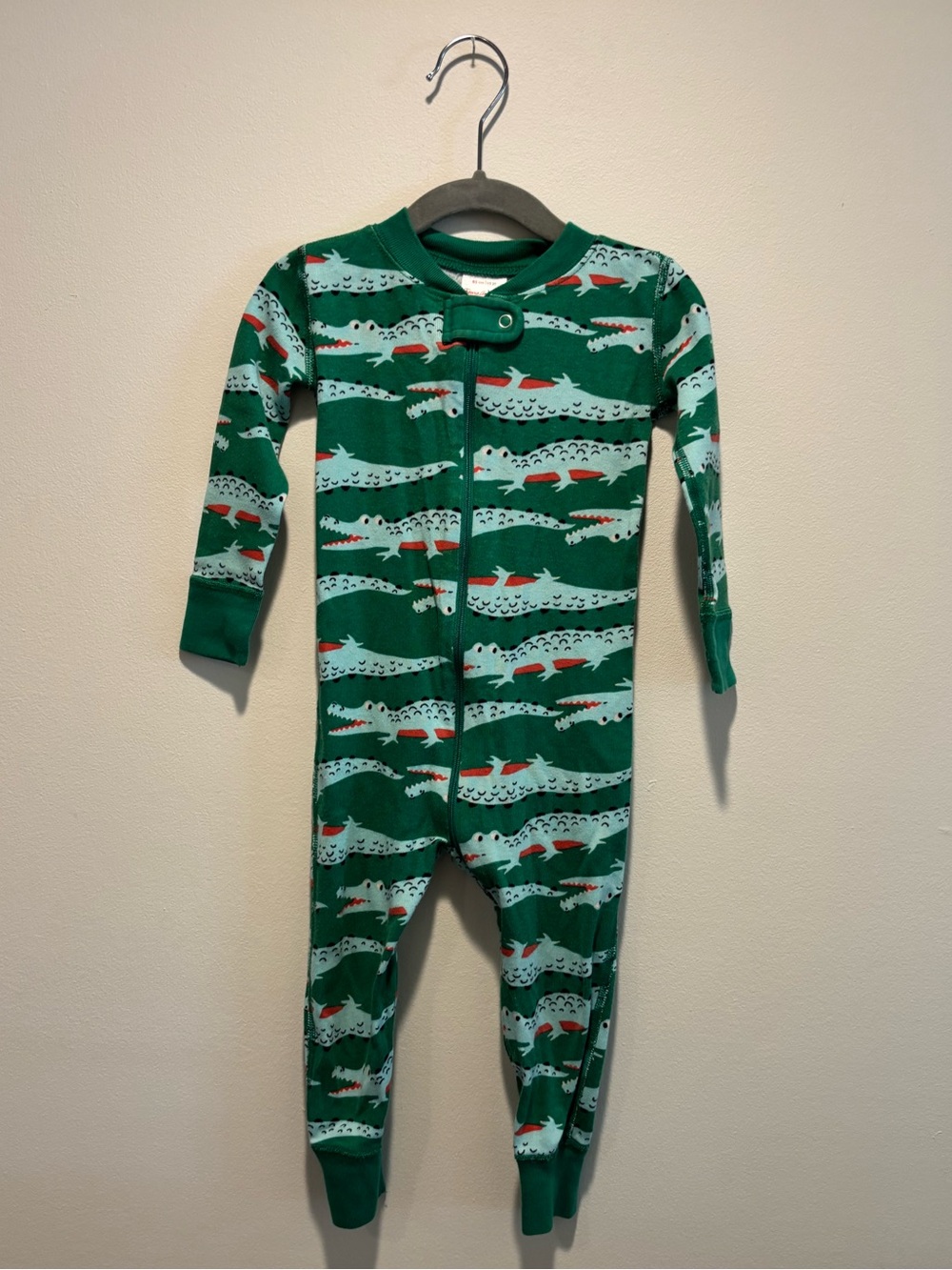 Hanna Andersson Green Alligator Print One-Piece Pajamas